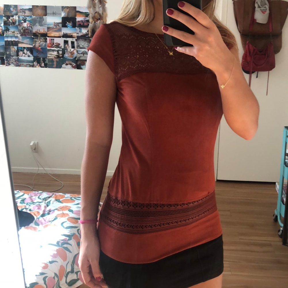 Maroon suede shirt